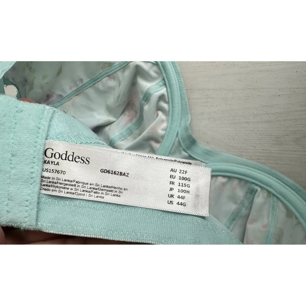 Goddess Kayla Banded Underwire Bra Sz 44G Blue Floral‎ Colorful